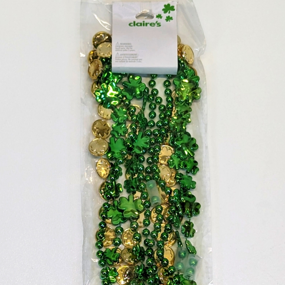 Claire's St. Patrick's Day Celebration Bead Necklaces for 2 Gold Green Shamrock